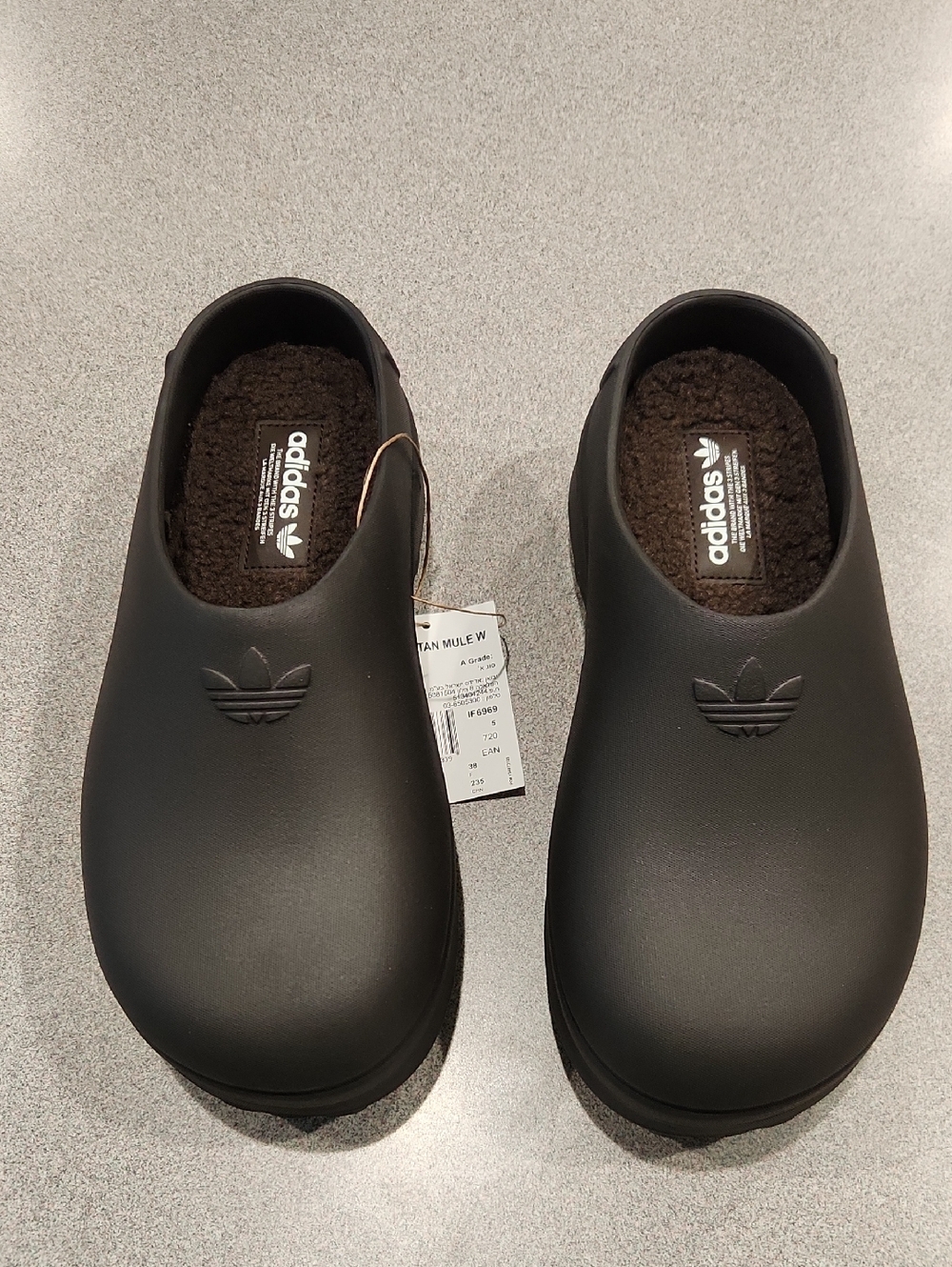 adidas Adifom Stan Smith Black Slip-On Mule with Shearling Lining